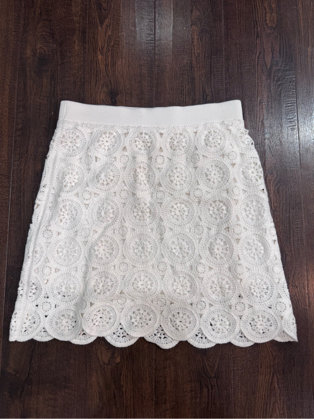 LOFT Cream Crochet A-Line Skirt